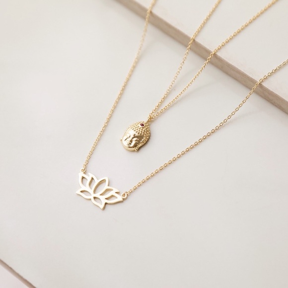 Lotus Necklace | 14k Gold Plated - Picture 5 of 5